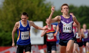 Jake Wightman wins the 800m at BUCS in Bedford in May 2014