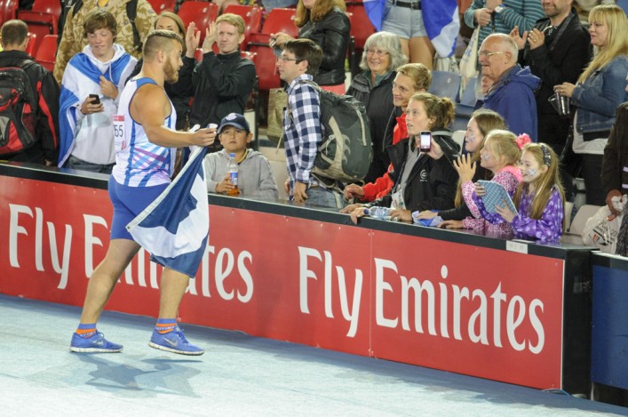 Mark Dry celebrates bronze medal