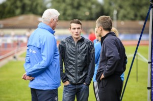 Rodger Harkins and Nigel Holl chat with Chris O'Hare in Aberdeen